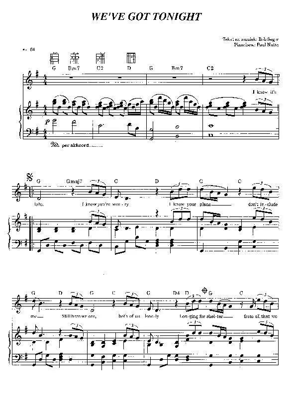 télécharger la partition d'accordéon We' ve got tonight au format PDF