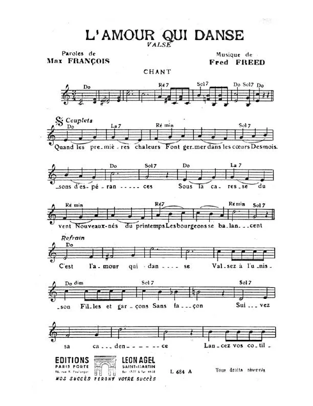 télécharger la partition d'accordéon L'amour qui danse (Valse) au format PDF