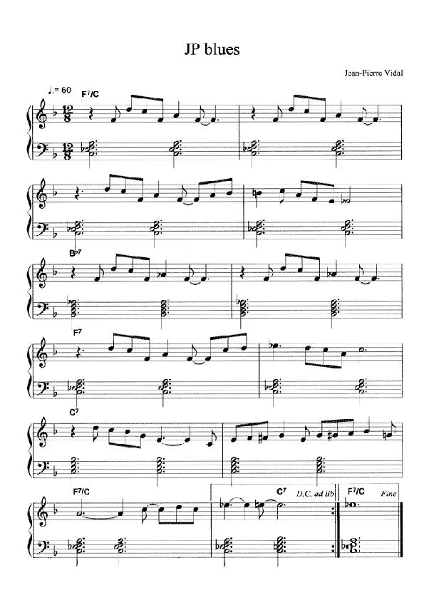 télécharger la partition d'accordéon J P blues au format PDF