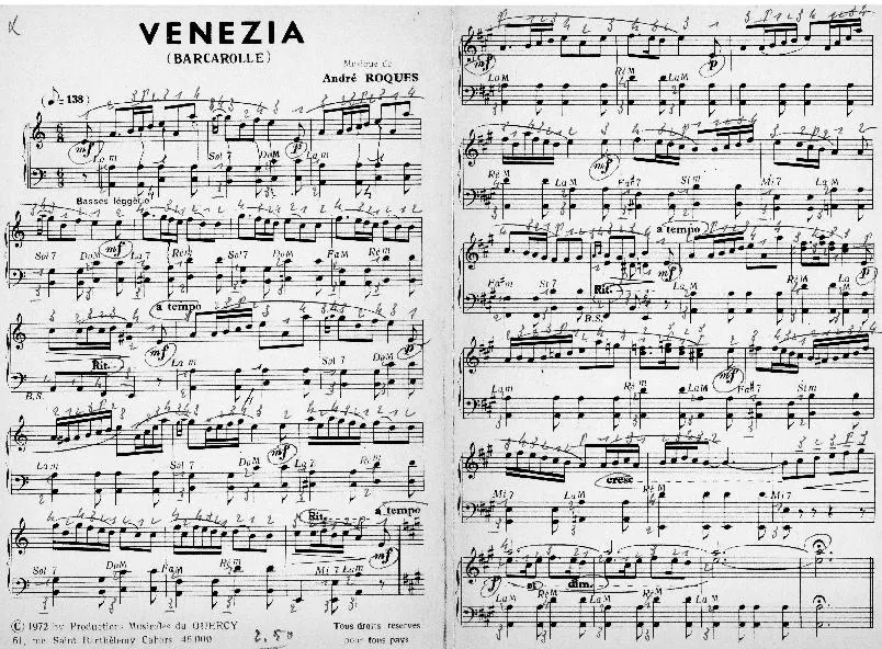 télécharger la partition d'accordéon Venezia (Barcarolle) au format PDF