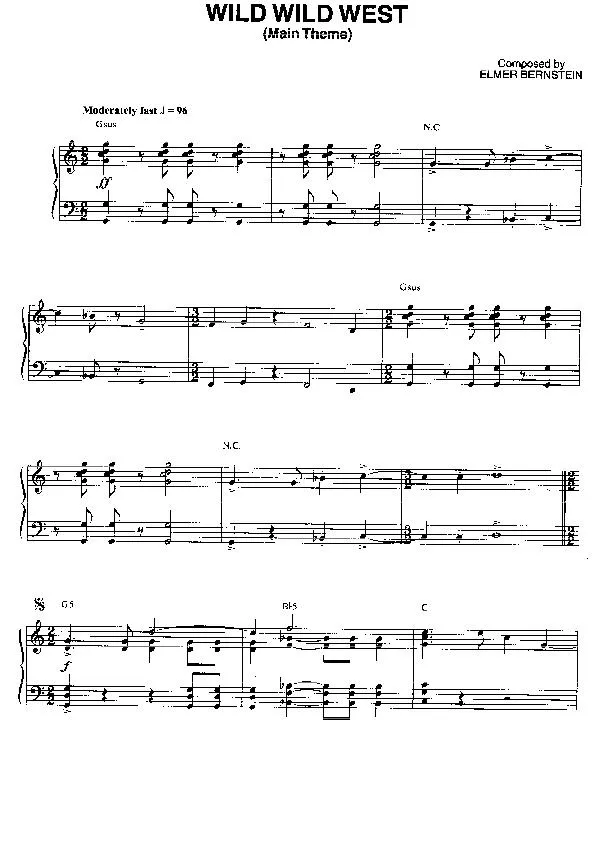 télécharger la partition d'accordéon Wild Wild West (Main Thème) au format PDF