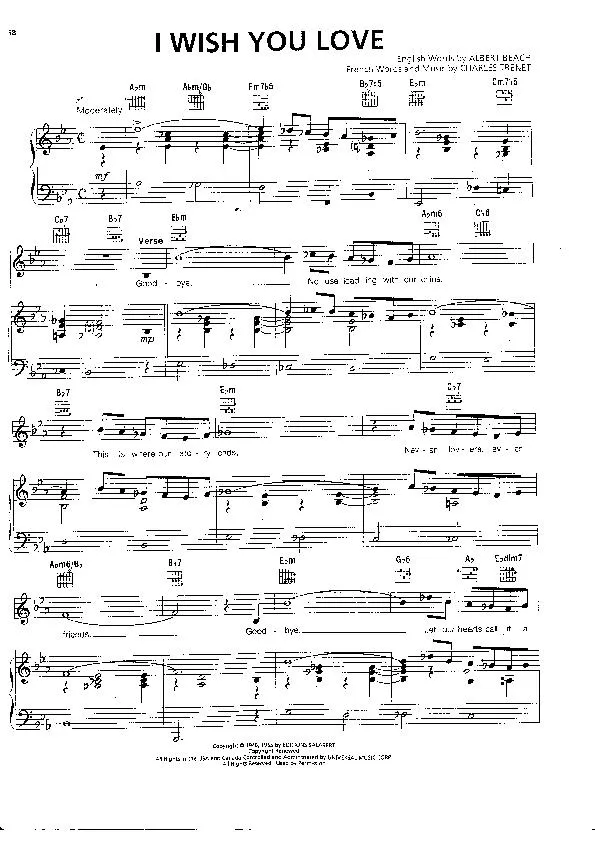 télécharger la partition d'accordéon I wish you love au format PDF