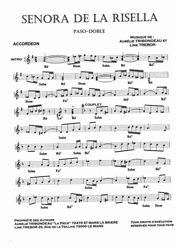 télécharger la partition d'accordéon Senora de la Risella (Paso Doble) au format PDF