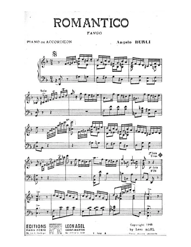 télécharger la partition d'accordéon Romantico (Tango) au format PDF