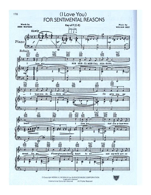télécharger la partition d'accordéon For sentimental reasons (I love you) (Slow) au format PDF