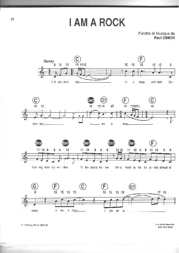 télécharger la partition d'accordéon I am a rock (Folk Rock) au format PDF