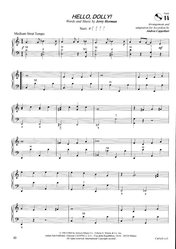 télécharger la partition d'accordéon Hello Dolly (Arrangement : Andréa Cappellari) au format PDF