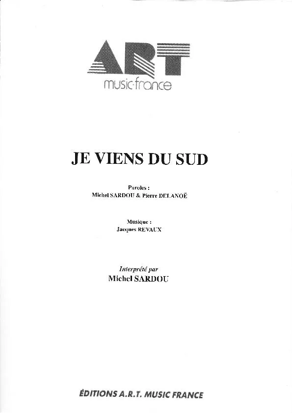 télécharger la partition d'accordéon Je viens du sud au format PDF