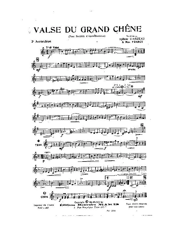 télécharger la partition d'accordéon Valse du grand chêne (2ème Accordéon) au format PDF