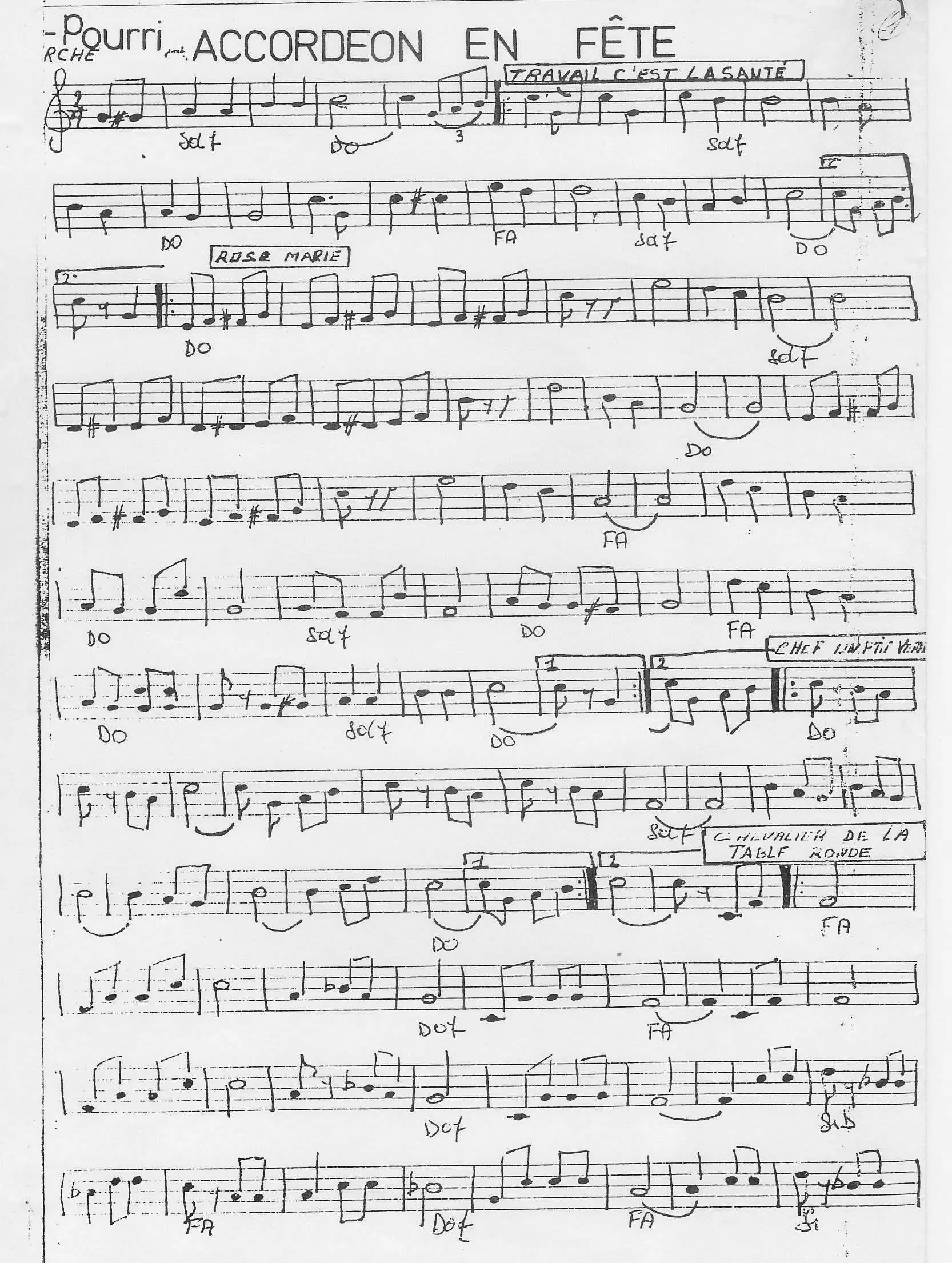 télécharger la partition d'accordéon Accordéon en fête (Pot Pourri de Marches) (Manuscrit) au format PDF