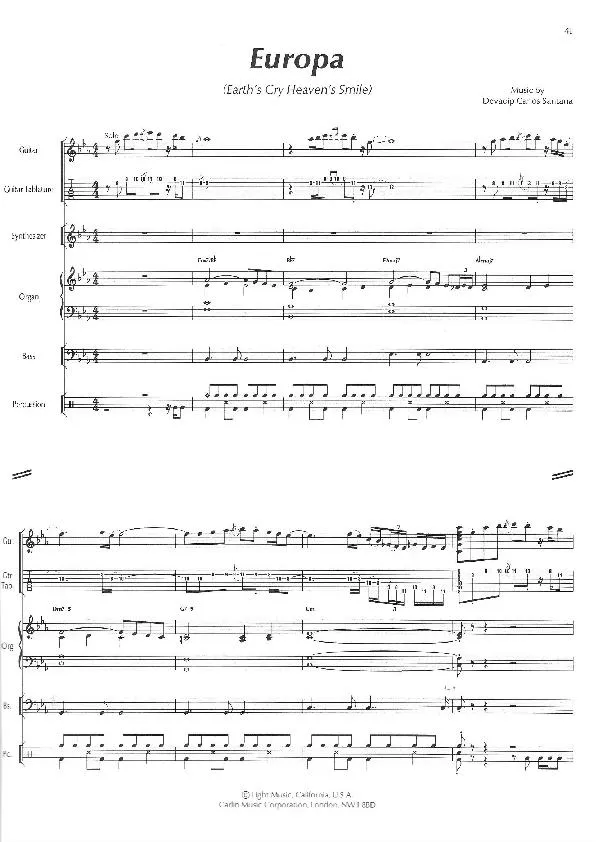 télécharger la partition d'accordéon Europa (Earth's Cry Heaven's Smile) (Orchestration Complète) (Rock Latino) au format PDF