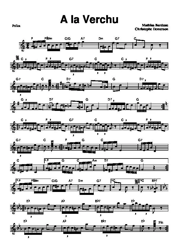 télécharger la partition d'accordéon A la Verchu (Polka) au format PDF