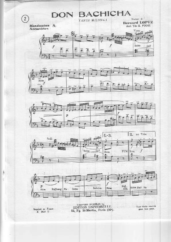 télécharger la partition d'accordéon Don Bachicha (Tango Milonga) au format PDF