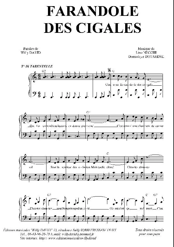 télécharger la partition d'accordéon Farandole des cigales (Tarentelle) au format PDF