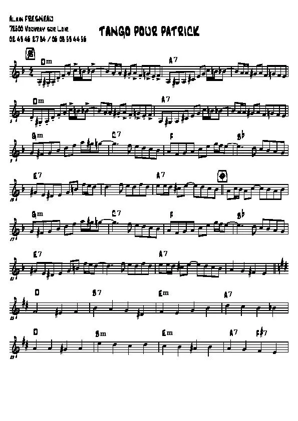 télécharger la partition d'accordéon Tango pour Patrick au format PDF