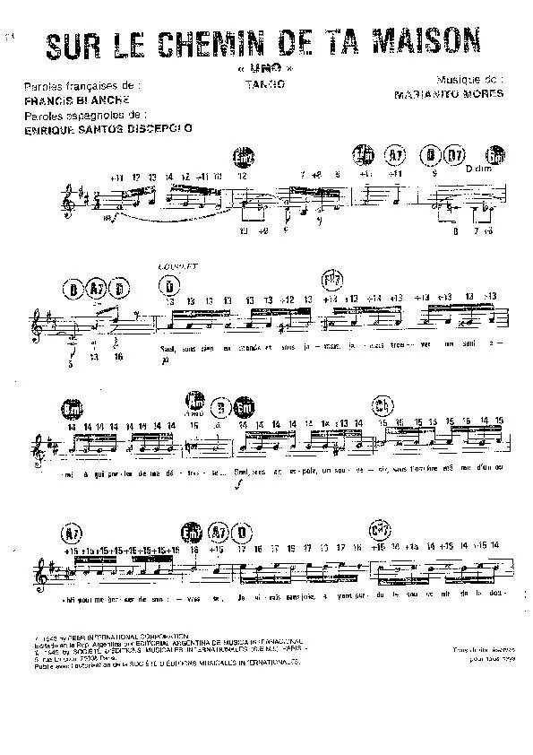 télécharger la partition d'accordéon Sur le chemin de ta maison (Uno) (Tango) au format PDF