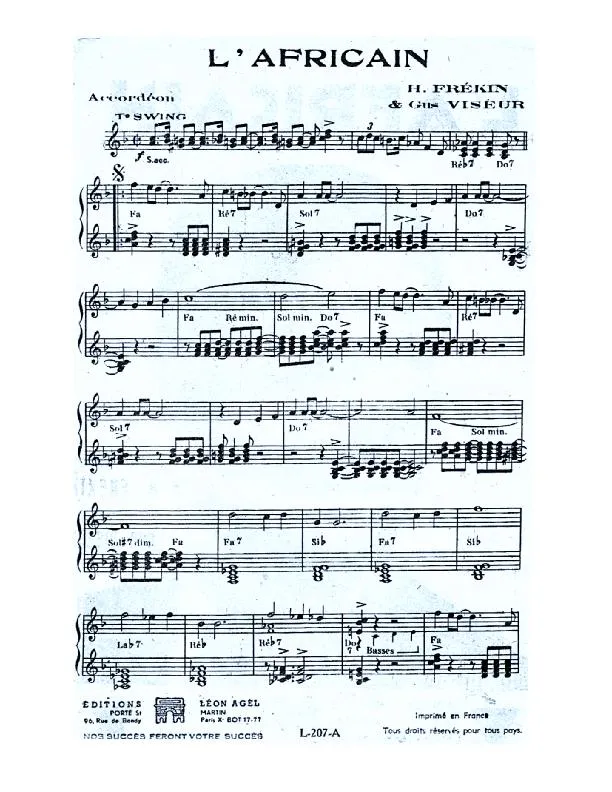 télécharger la partition d'accordéon L'Africain (Swing) au format PDF