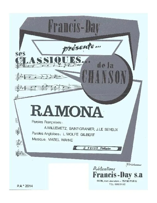 télécharger la partition d'accordéon Ramona au format PDF