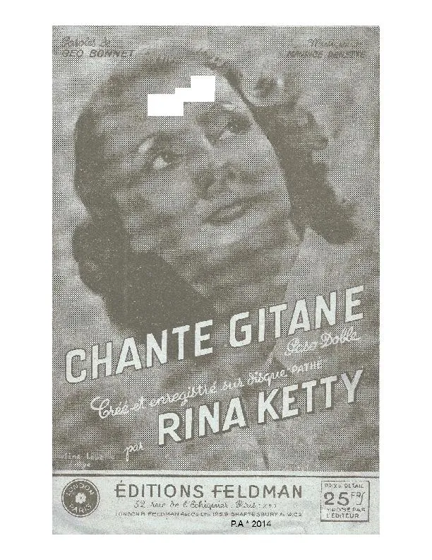 télécharger la partition d'accordéon Chante Gitane (Chant : Rina Ketty) (Paso Doble Chanté) au format PDF