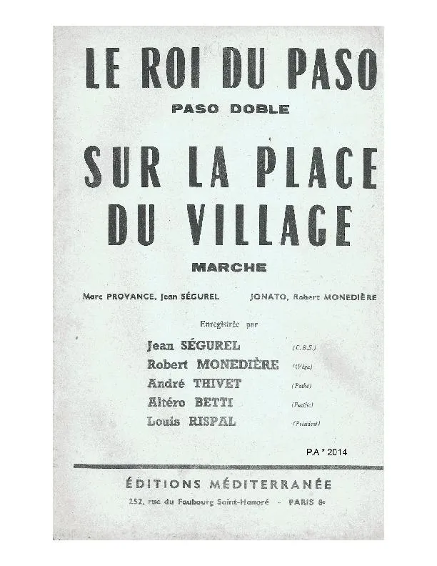télécharger la partition d'accordéon Le roi du paso (Orchestration Complète) au format PDF