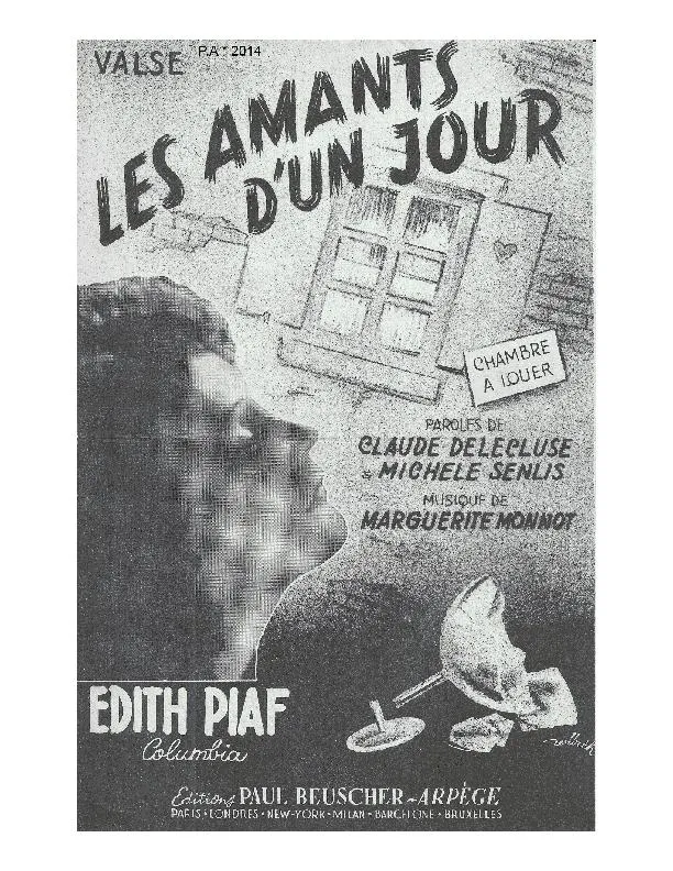 télécharger la partition d'accordéon Les amants d'un jour (Chant : Edith Piaf) (Valse Chantée) au format PDF