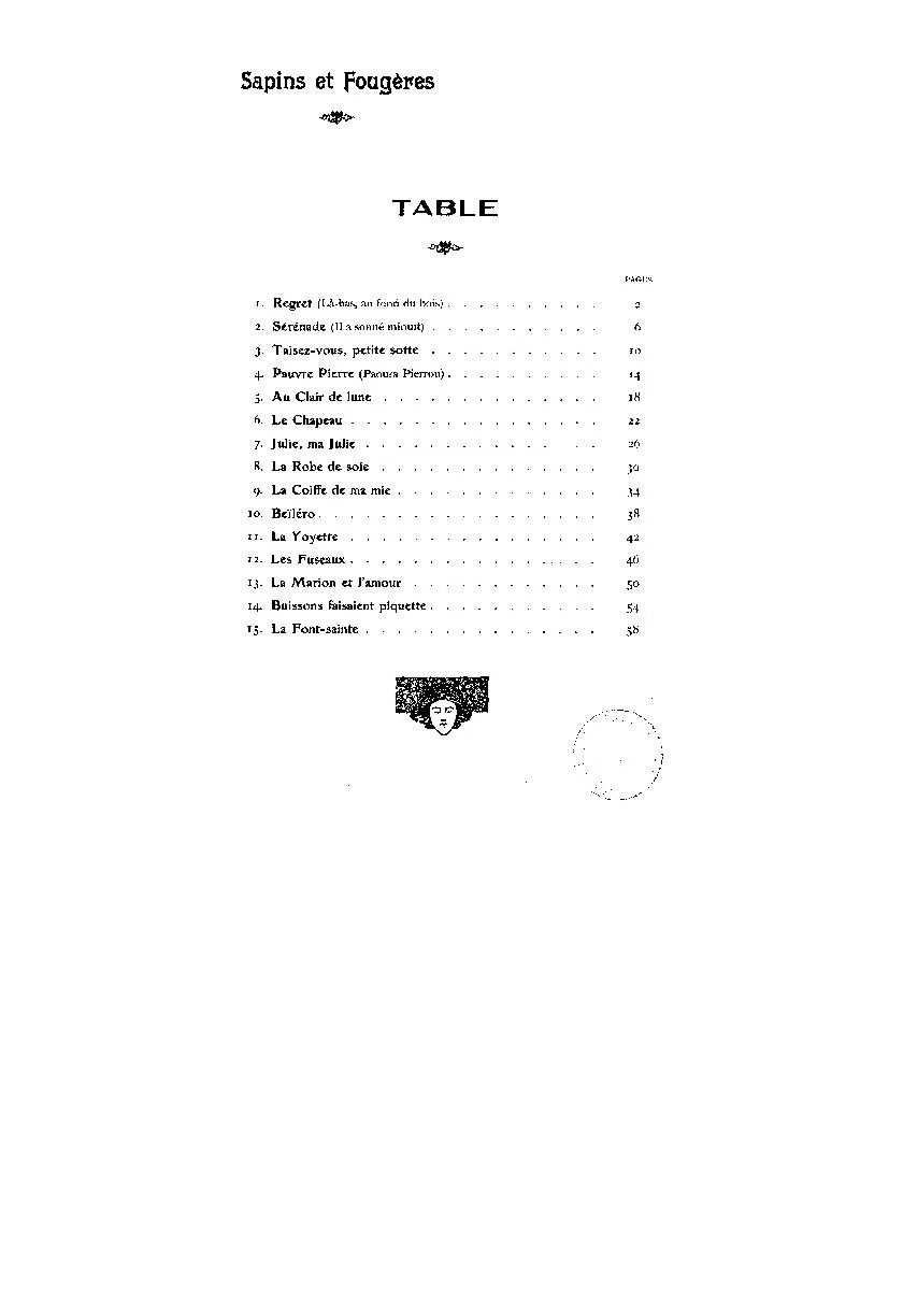 télécharger la partition d'accordéon Recueil : Sapins et Fougères (Vieilles chansons Folklore) (15 Titres) au format PDF