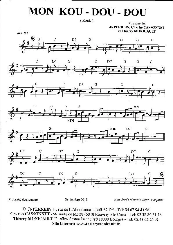télécharger la partition d'accordéon Mon Kou Dou Dou (Zouk) au format PDF