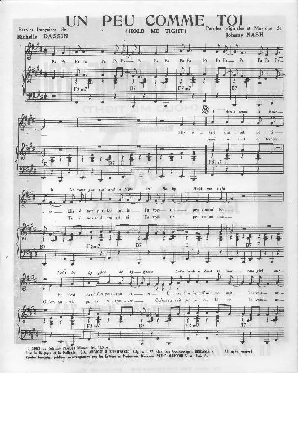 télécharger la partition d'accordéon Un peu comme toi (Hold me tight) au format PDF