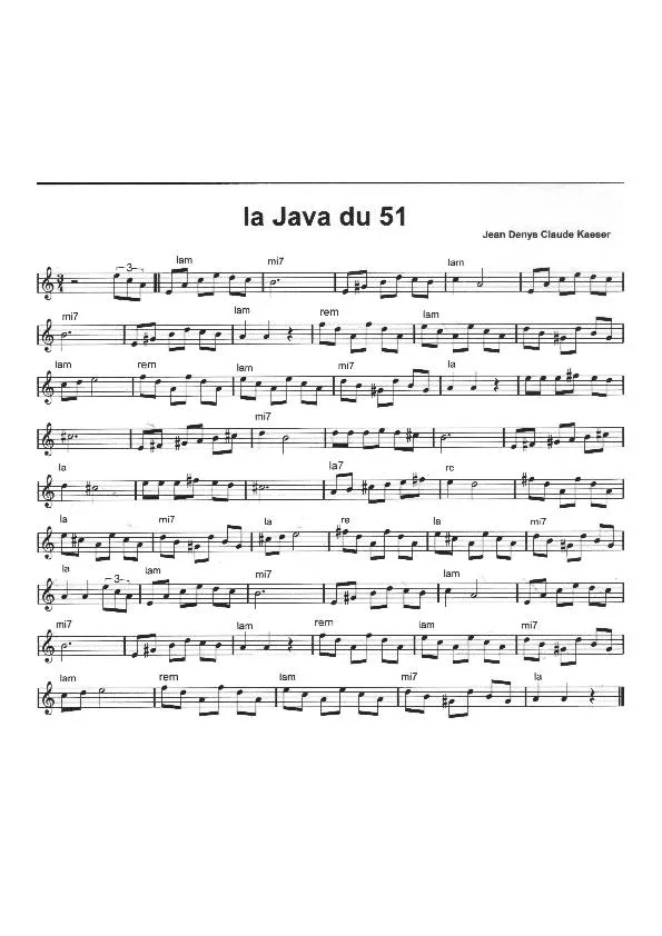télécharger la partition d'accordéon La Java du 51 au format PDF