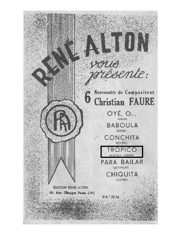 télécharger la partition d'accordéon Tropico (Orchestration Complète) (Boléro Rumba) au format PDF