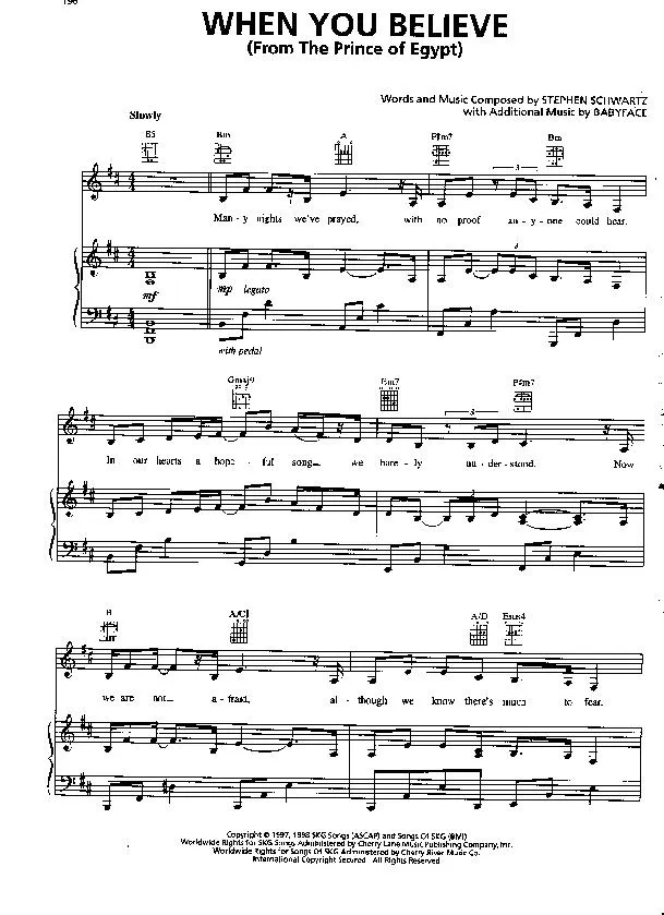 télécharger la partition d'accordéon When you believe (From : The prince of Egypt) au format PDF