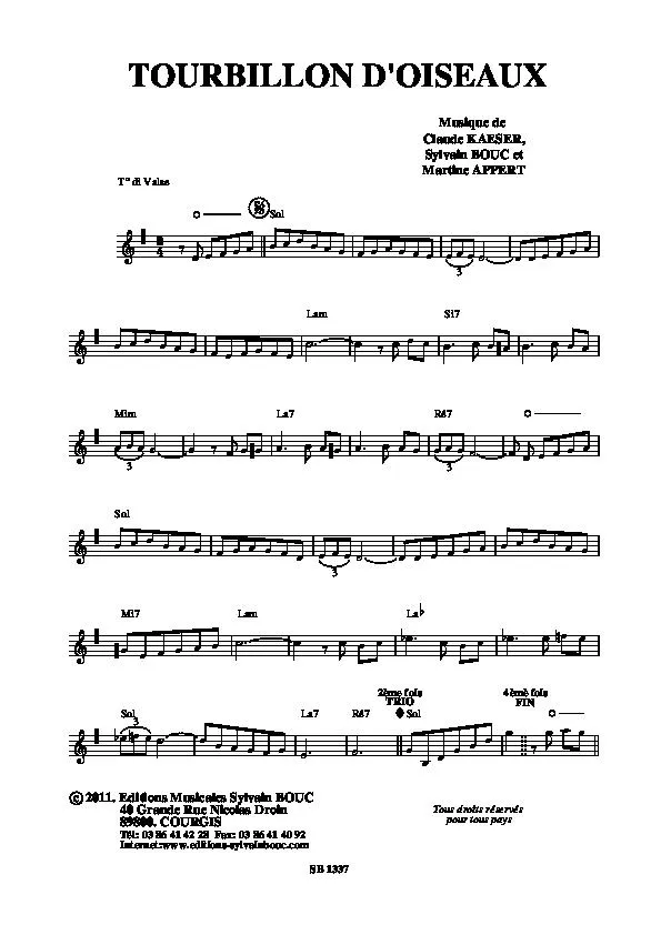 télécharger la partition d'accordéon Tourbillons d'oiseaux (Valse) au format PDF