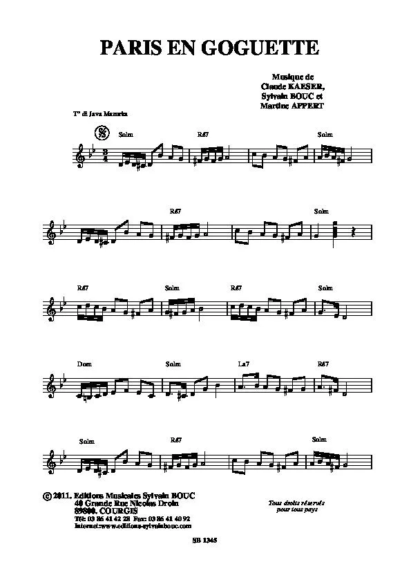 télécharger la partition d'accordéon Paris en Goguette (Java Mazurka) au format PDF
