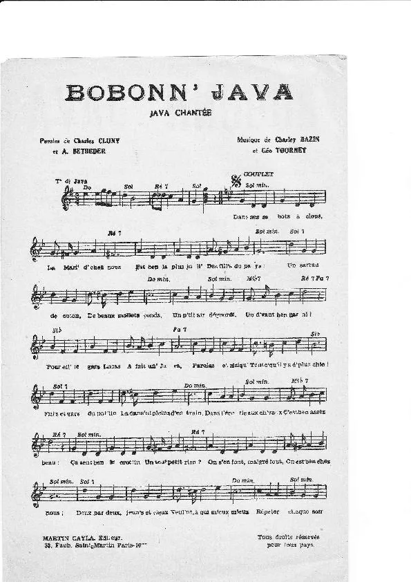 télécharger la partition d'accordéon Bobonn' Java au format PDF