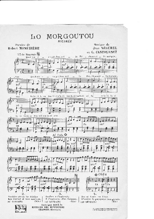 télécharger la partition d'accordéon Lo Morgoutou (Bourrée Chantée) au format PDF