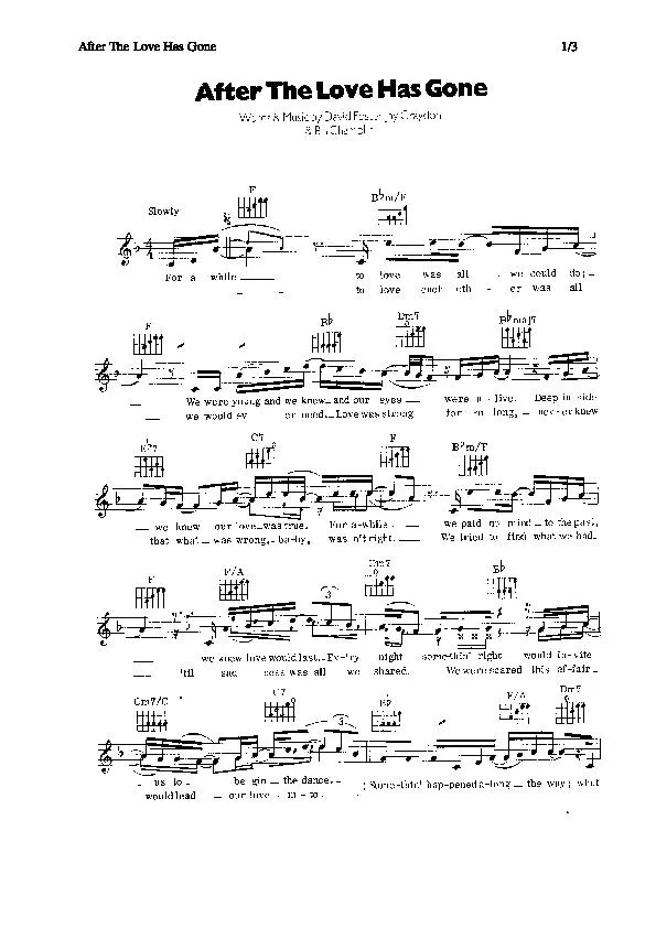 télécharger la partition d'accordéon After The Love Has Gone au format PDF