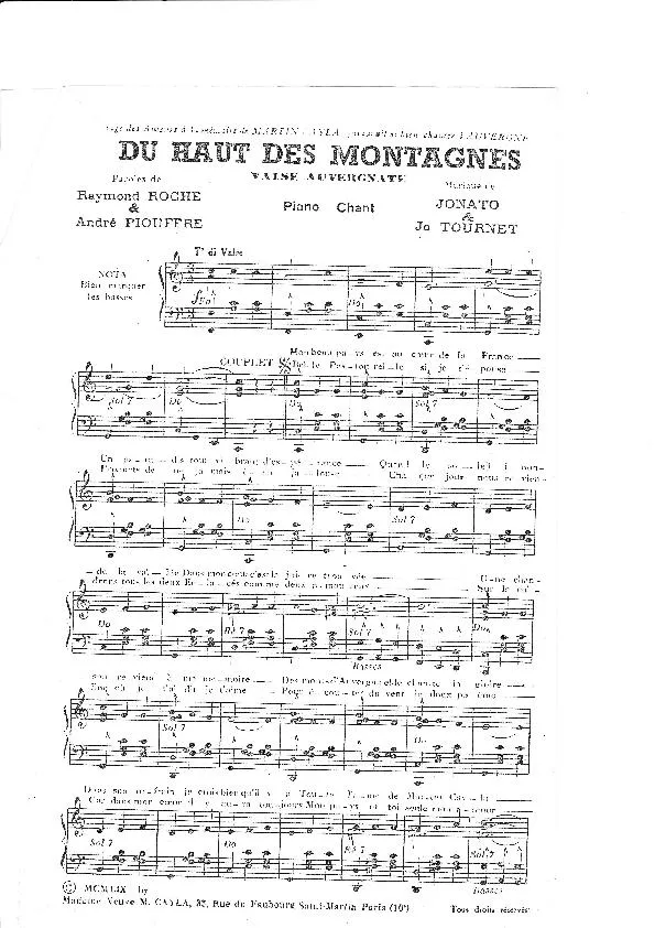 télécharger la partition d'accordéon Du haut des montagnes (Valse Auvergnate Chantée) au format PDF