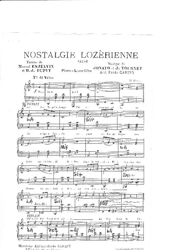 télécharger la partition d'accordéon Nostalgie Lozèrienne (Valse Chantée) au format PDF