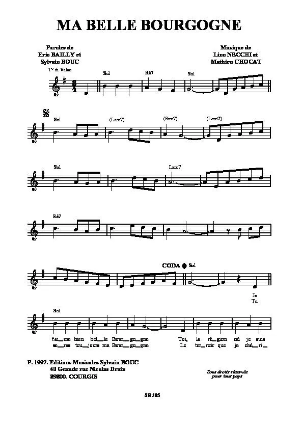 télécharger la partition d'accordéon Ma belle Bourgogne (Valse) au format PDF