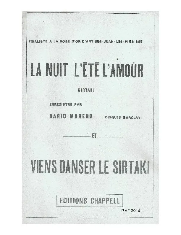 télécharger la partition d'accordéon La nuit L'été L'amour (Orchestration Complète) (Sirtaki) au format PDF