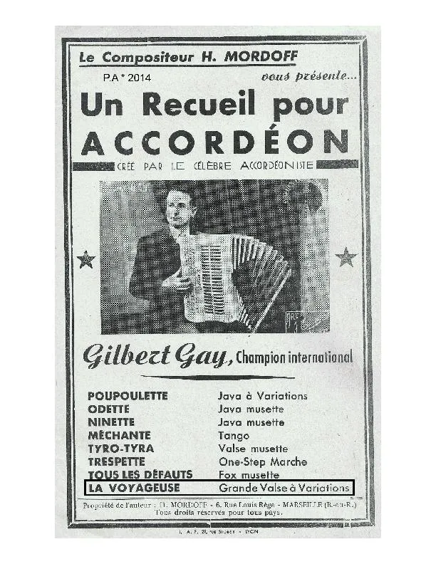 télécharger la partition d'accordéon La Voyageuse (Valse à Variations) au format PDF
