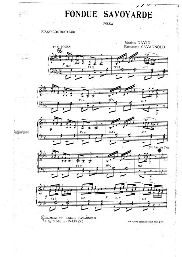 télécharger la partition d'accordéon Fondue Savoyarde (Polka) au format PDF