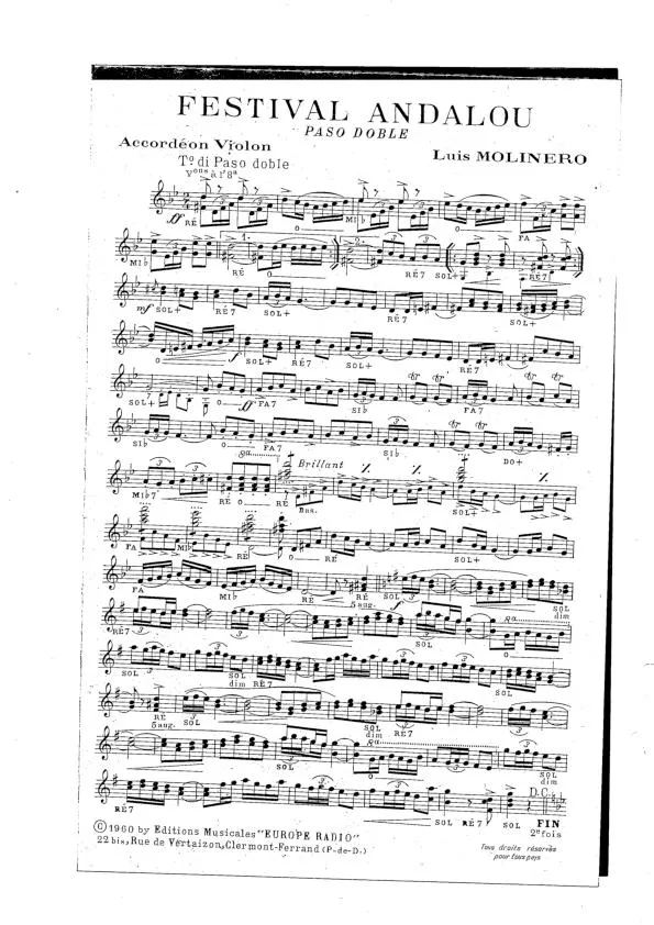 télécharger la partition d'accordéon Festival Andalou (Paso Doble) au format PDF