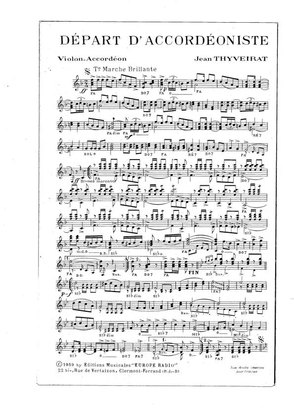 télécharger la partition d'accordéon Départ d'accordéoniste (Marche Brillante) au format PDF