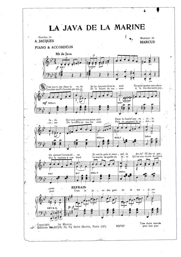 télécharger la partition d'accordéon La java de la marine (Duo d'Accordéons) (Orchestration Complète) au format PDF