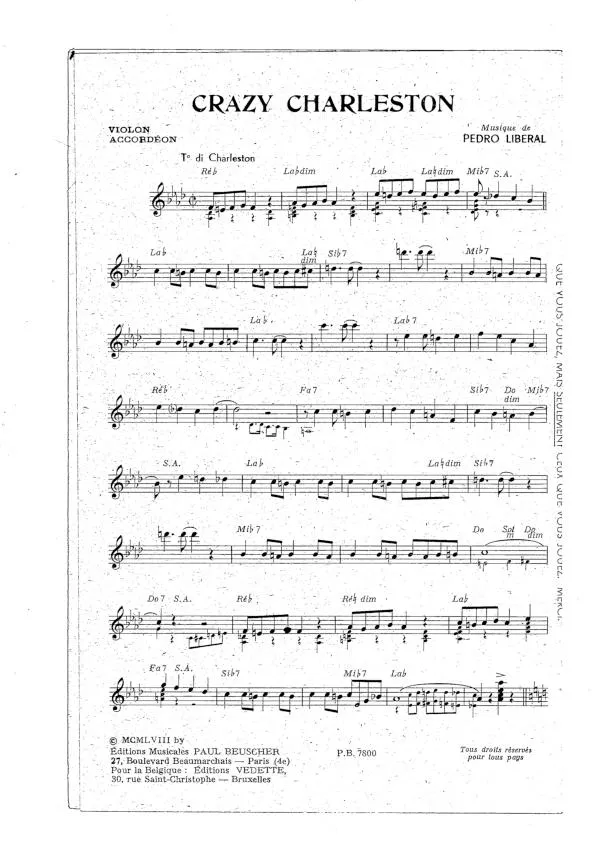 télécharger la partition d'accordéon Crazy charleston au format PDF