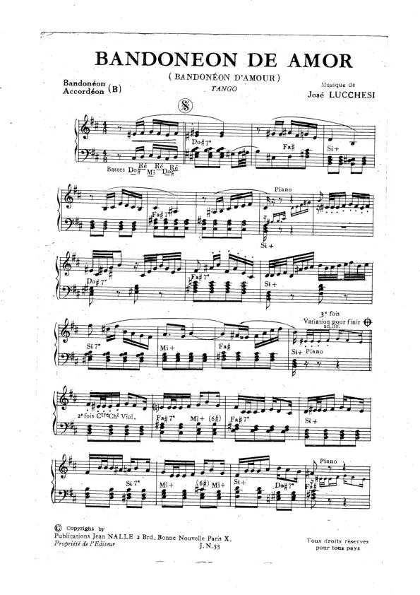 télécharger la partition d'accordéon Bandoneon de amor (Bandonéon d'amour) (Tango) au format PDF