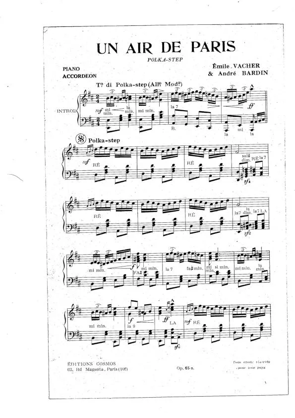 télécharger la partition d'accordéon Un air de Paris (Polka Step) au format PDF