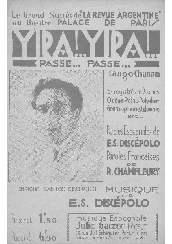 télécharger la partition d'accordéon Yira Yira (Passe Passe) (Tango Chanté) au format PDF