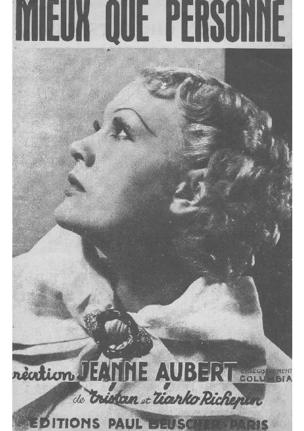 télécharger la partition d'accordéon Mieux que personne (Chant : Jeanne Aubert) (Tango Chanté) au format PDF